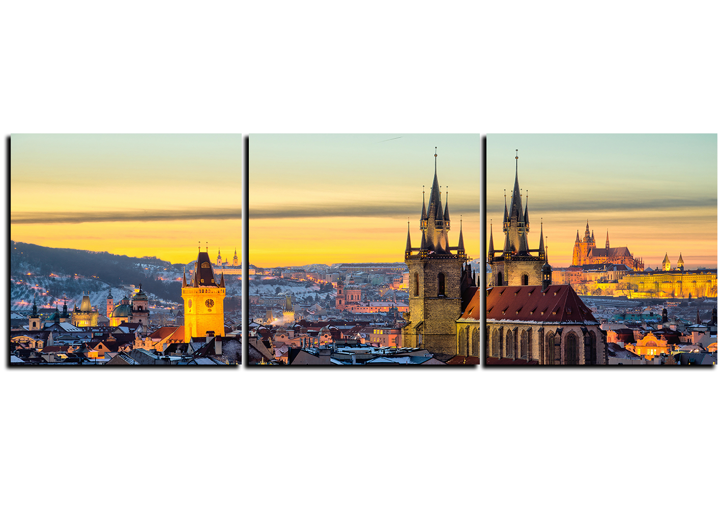 Obraz na plátně - Panoramatický pohled na starú Prahu -panoráma Obraz na plátně - Panoramatický pohled na starú Prahu -panoráma